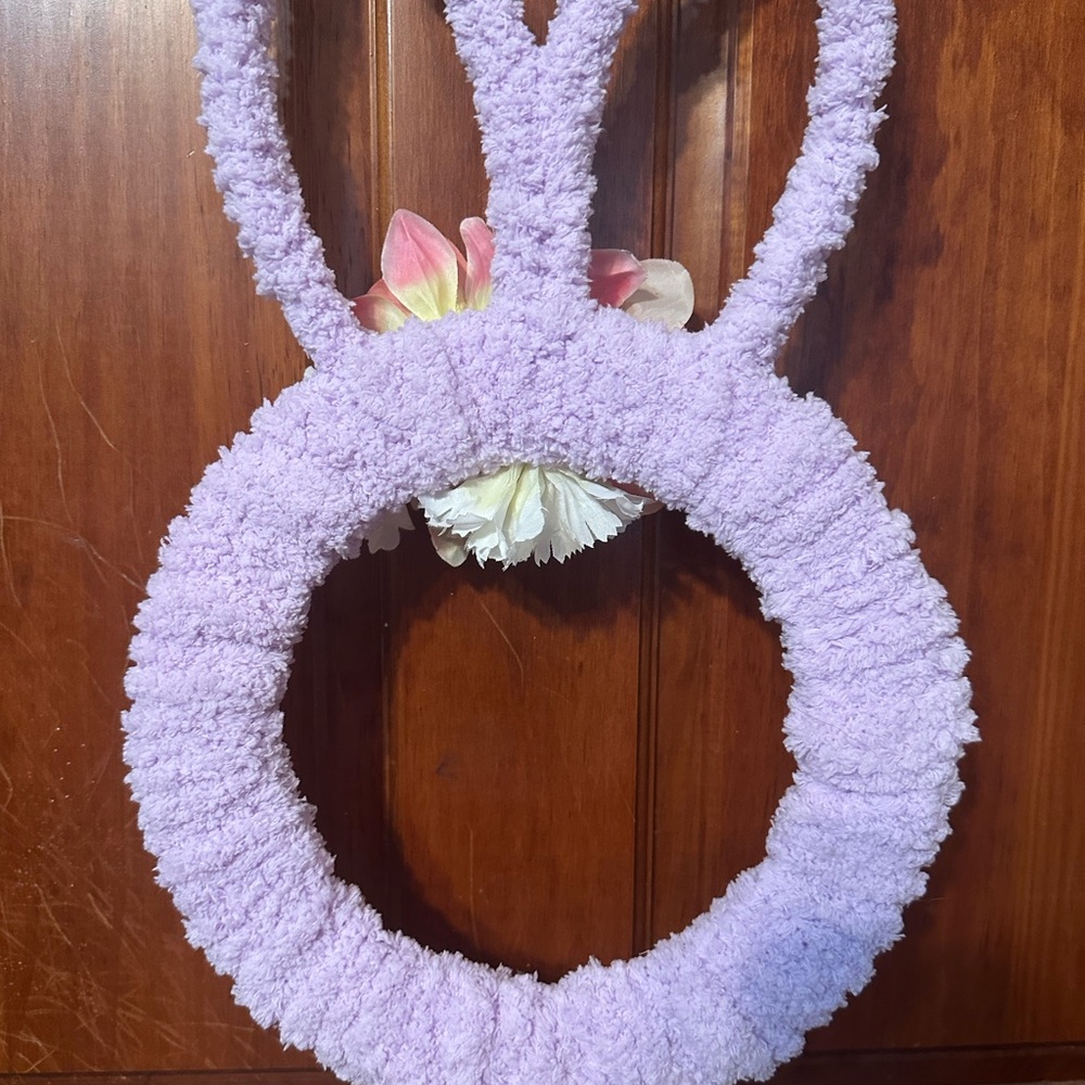 Handmade Purple Bunny Wreath With Flowers - Picture 9 of 16